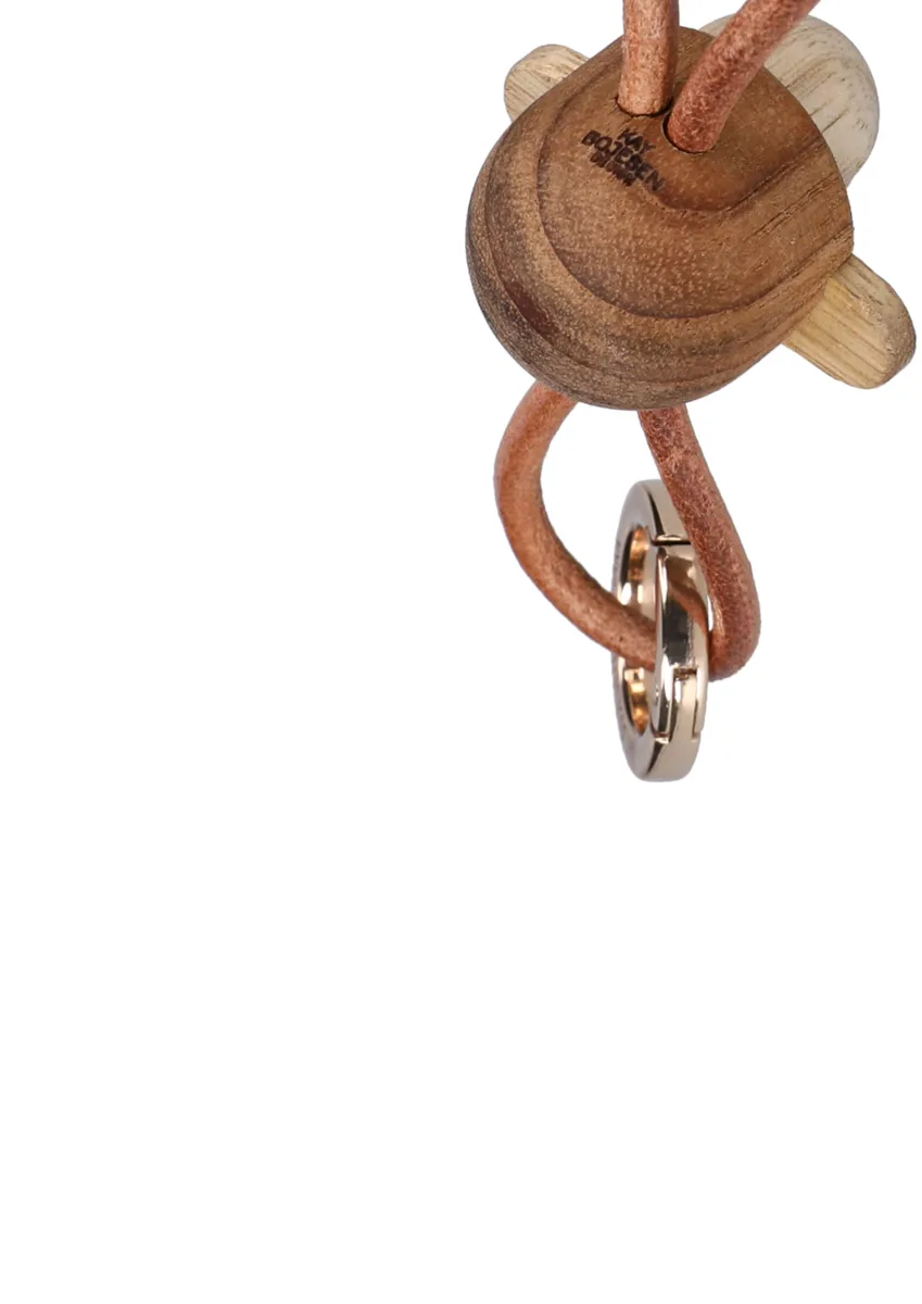 Llavero de mono de Kay Bojesen, Teca-limbá, cuero natural Kay Bojesen Denmark