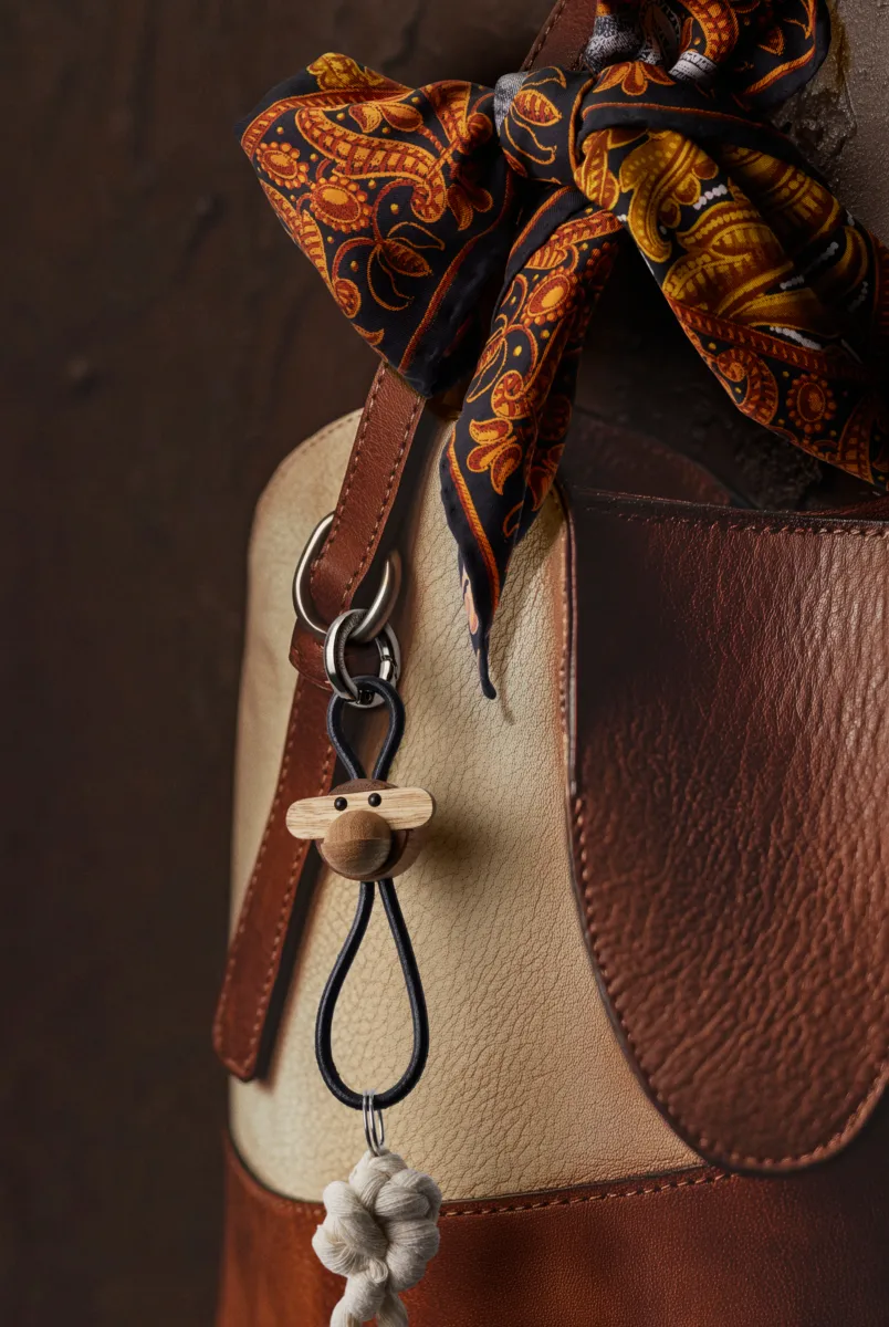 Llavero de mono de Kay Bojesen, Teca-limba, cuero negro Kay Bojesen Denmark