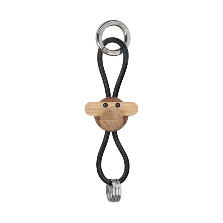 Llavero Mono de Kay Bojesen - Teca-limba, cuero negro - Kay Bojesen Denmark