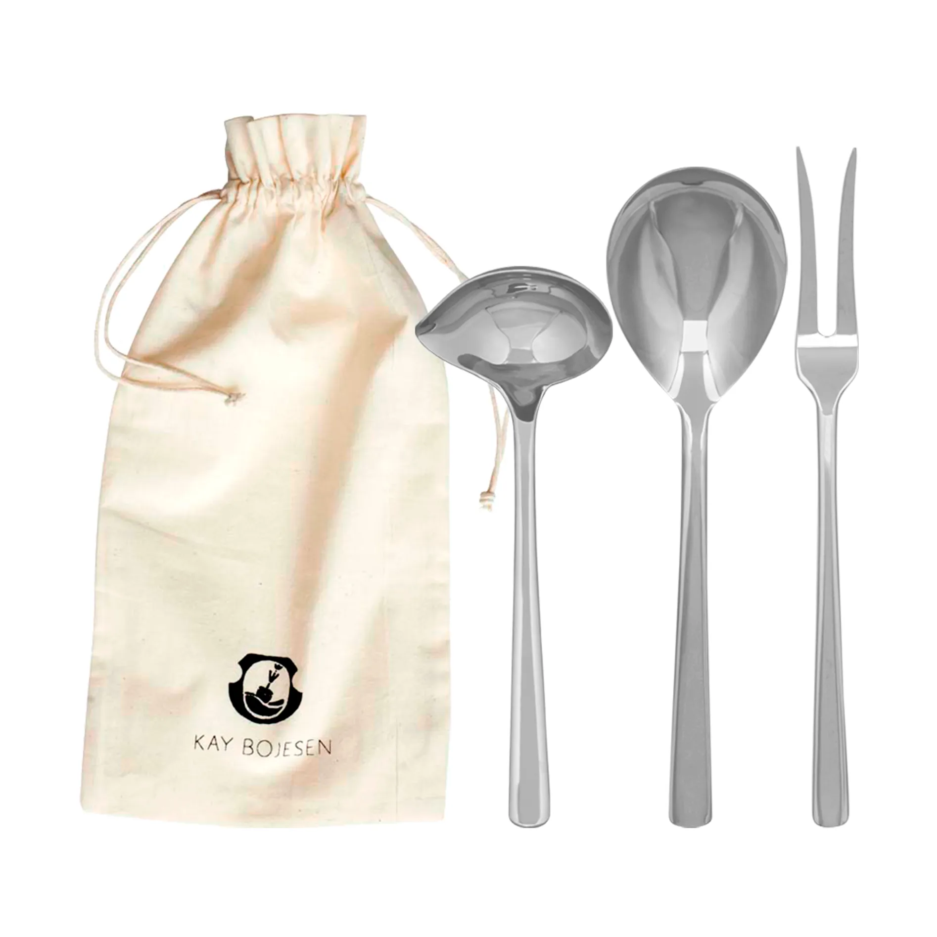 Juego de servir Grand Prix 3 piezas, Polished steel Kay Bojesen