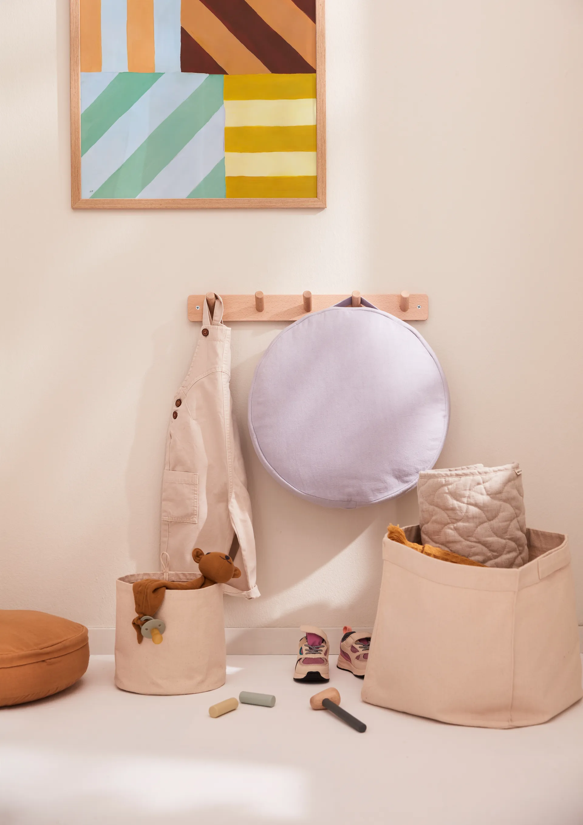 2 Cestas de almacenaje de tela Kid's Base, Crudo claro Kid's Concept