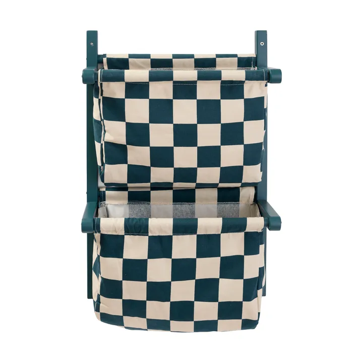 Estante con bolsillos de tela a cuadros - Turquesa, 40 × 19 × 60 cm - Kid's Concept