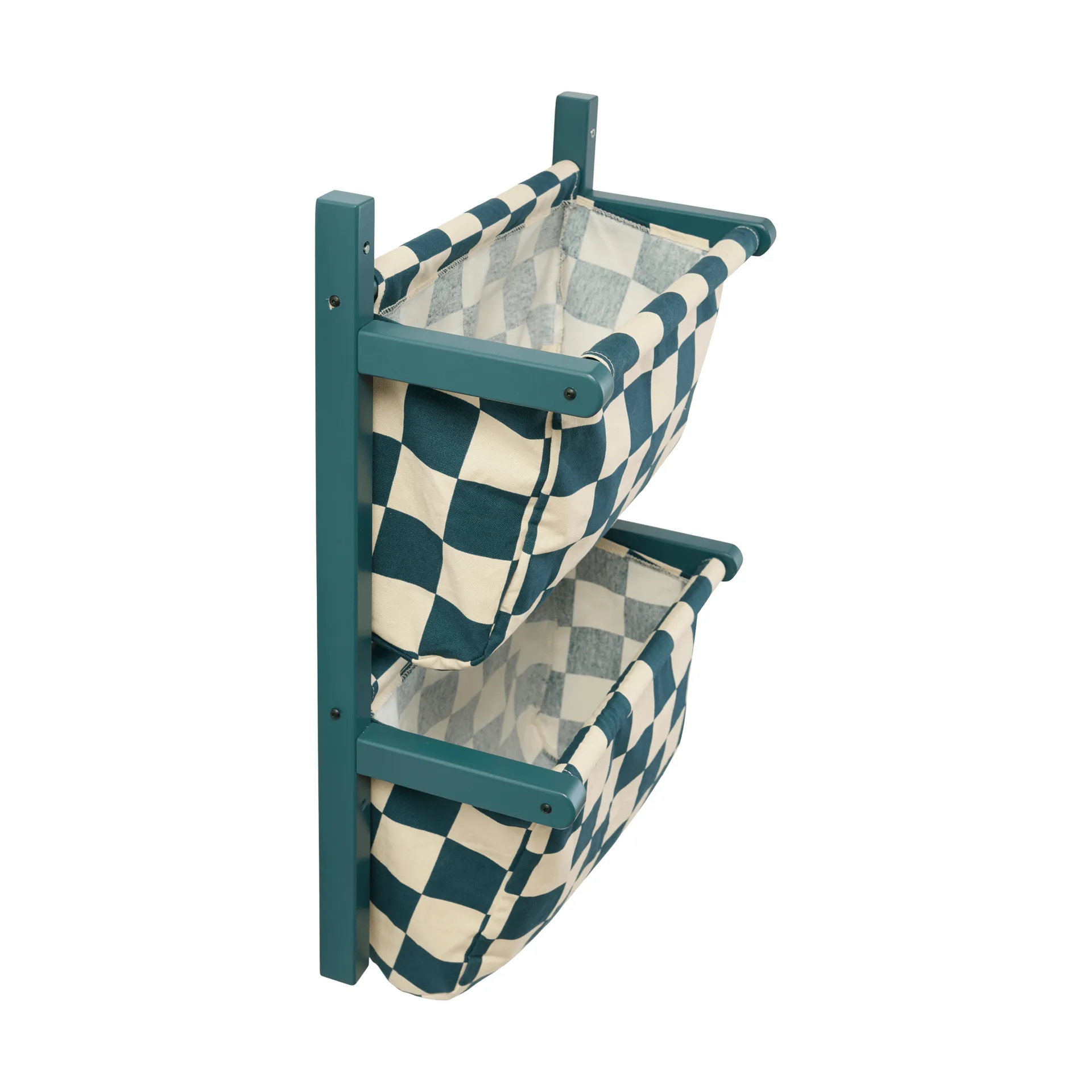 Estante con bolsillos de tela a cuadros, Turquesa, 40 × 19 × 60 cm Kid's Concept
