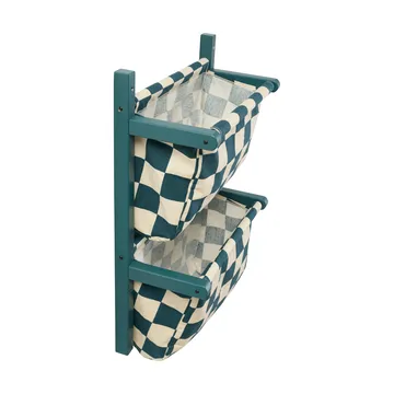 Estante con bolsillos de tela a cuadros - Turquesa, 40 × 19 × 60 cm - Kid's Concept