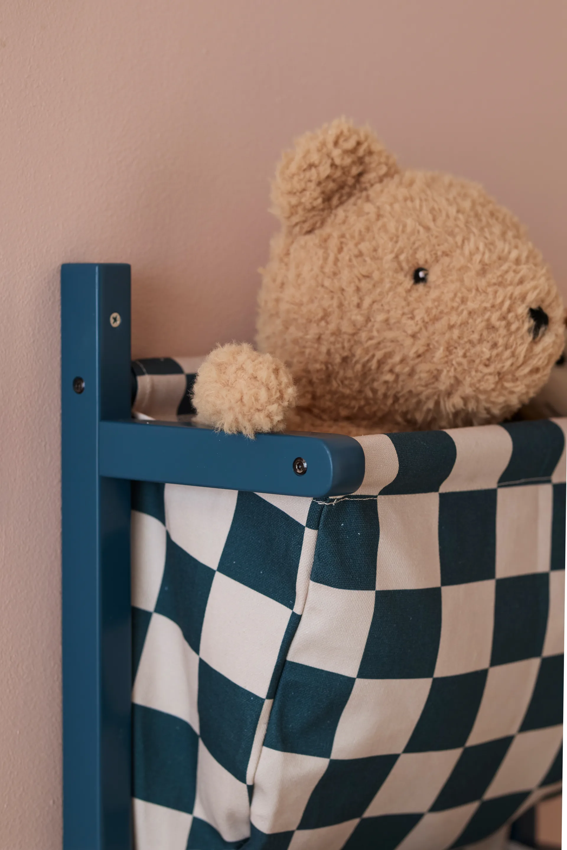 Estante con bolsillos de tela a cuadros, Turquesa, 40 × 19 × 60 cm Kid's Concept