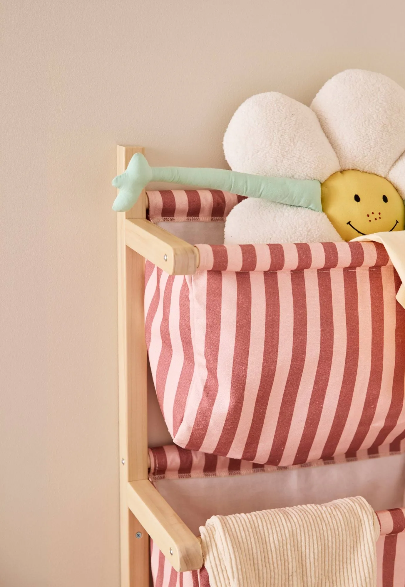 Estante de bolsillos de tela a rayas, Rosa marrón, 40x19x60 cm Kid's Concept