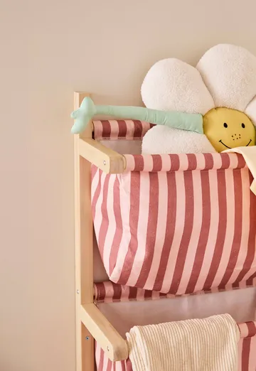 Estante de bolsillos de tela a rayas - Rosa marrón, 40x19x60 cm - Kid's Concept