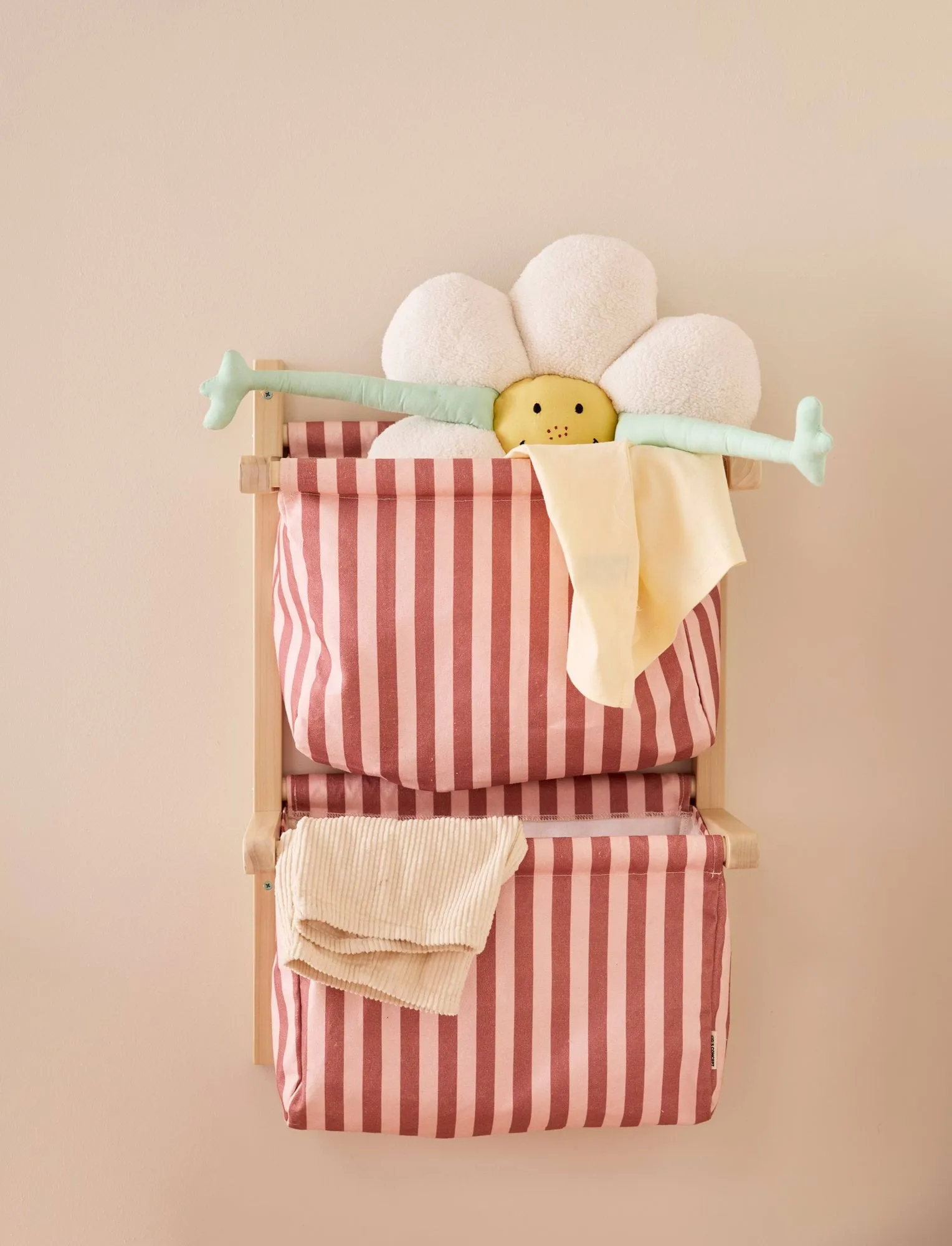 Estante de bolsillos de tela a rayas, Rosa marrón, 40x19x60 cm Kid's Concept