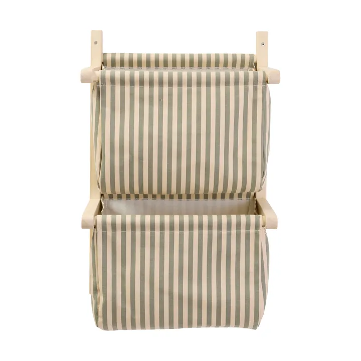 Estante de bolsillos de tela a rayas - Verde, 40x19x60 cm - Kid's Concept