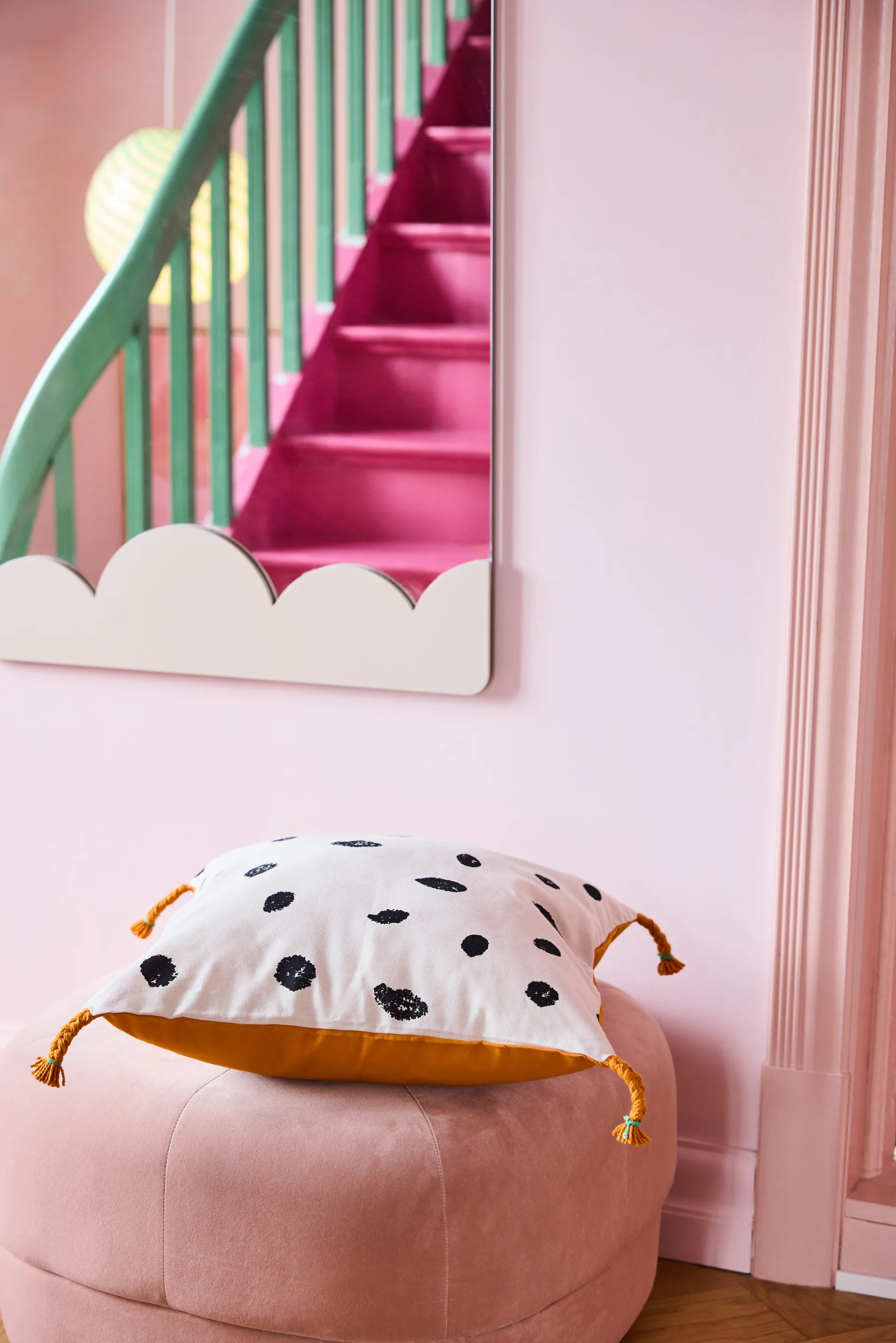 Funda de cojín Pippi 50x50 cm, Blanco-naranja Kid's Concept