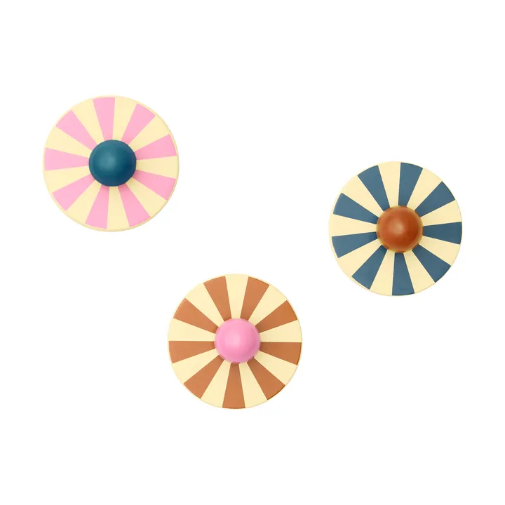 Gancho Cirkus, 3 piezas - Multicolor, Ø10 × 4,4 cm - Kid's Concept