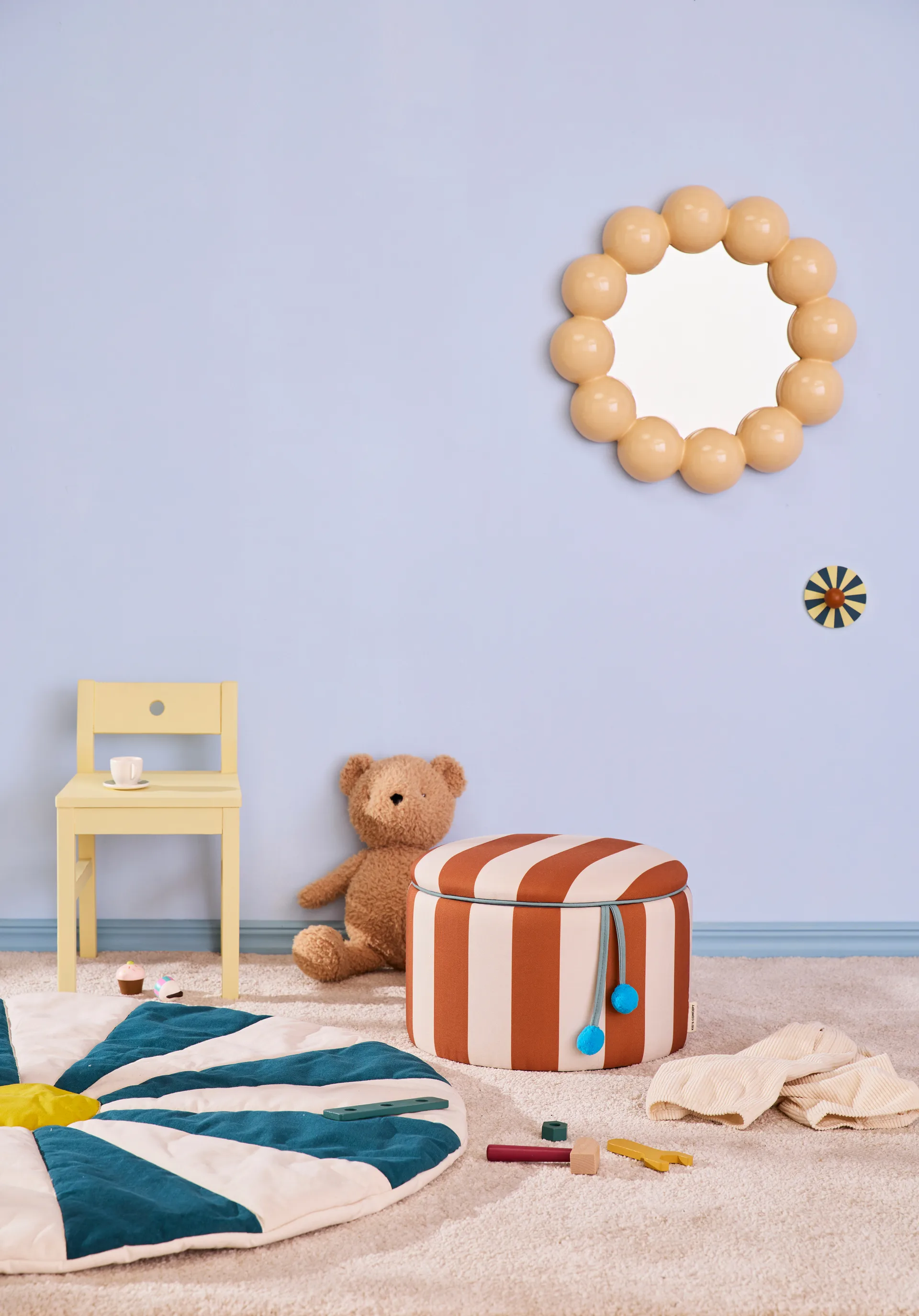 Puf cilíndrico con almacenaje, Marrón, Ø40 × 30,5 cm Kid's Concept