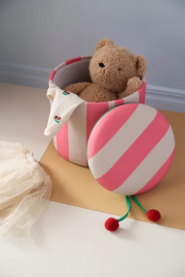 Puf cilíndrico con almacenaje - Rosa, Ø40 × 30,5 cm - Kid's Concept