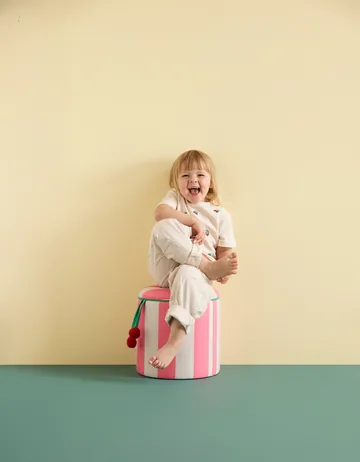 Puf cilíndrico con almacenaje - Rosa, Ø40 × 30,5 cm - Kid's Concept