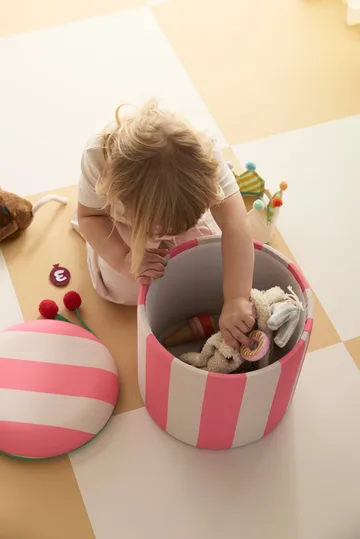 Puf cilíndrico con almacenaje - Rosa, Ø40 × 30,5 cm - Kid's Concept