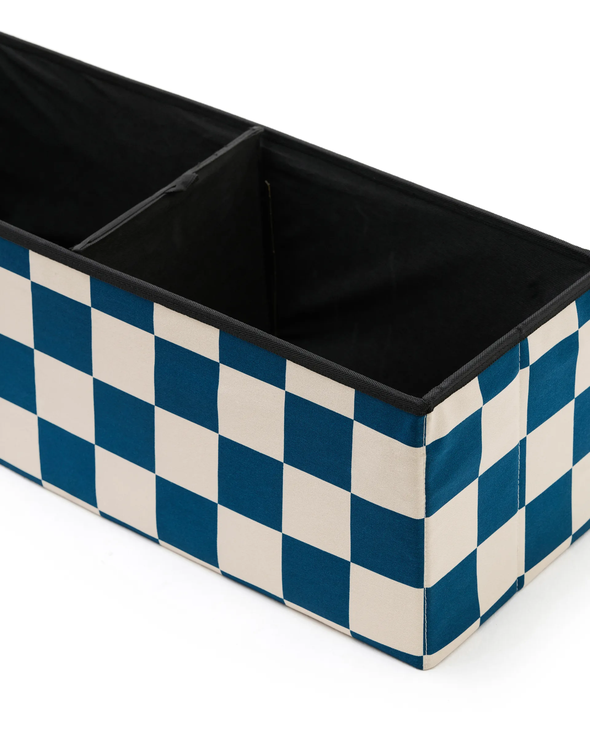 Puf con almacenaje a cuadros, Turquesa, 80x30x30 cm Kid's Concept