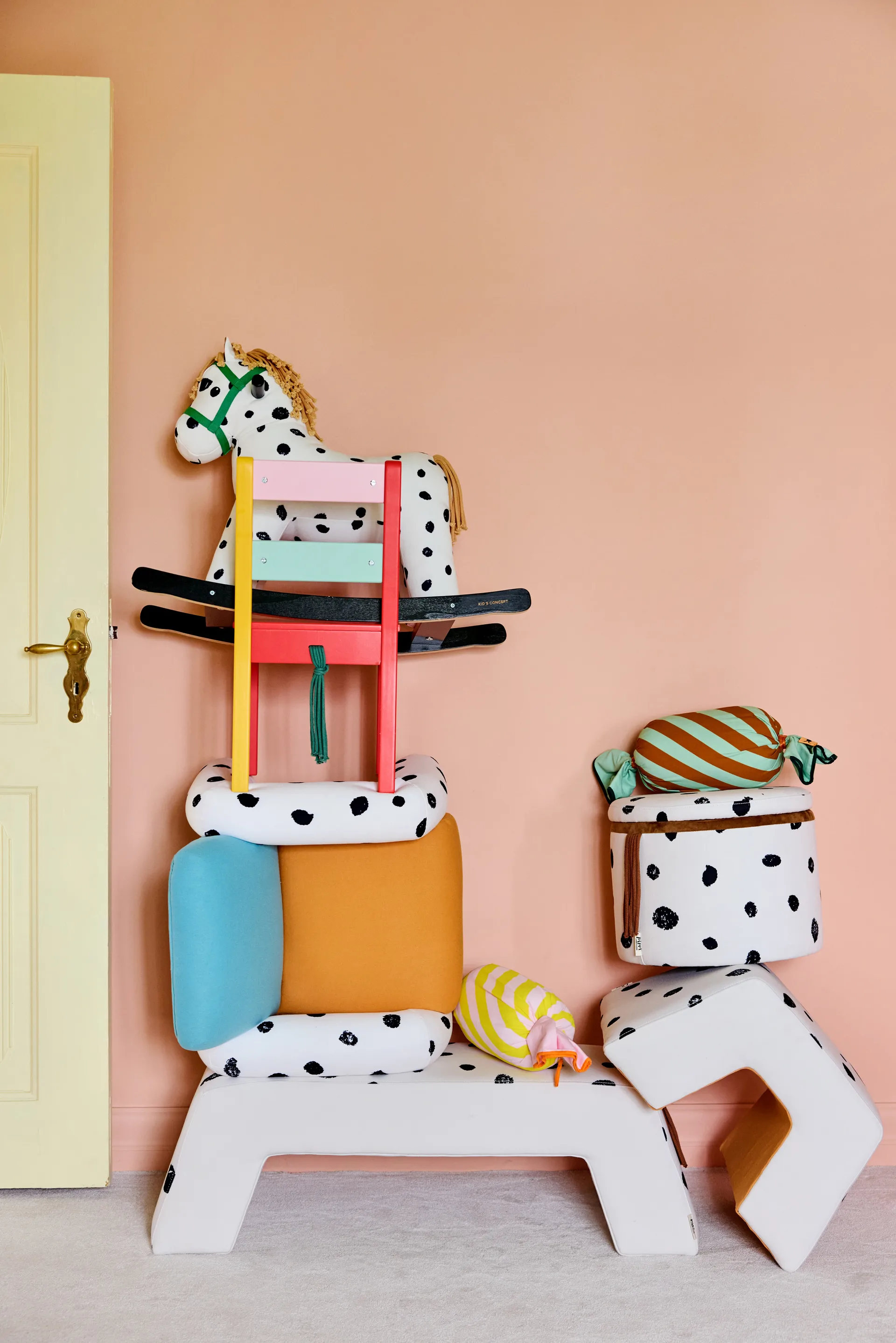 Taburete Pippi, Blanco-naranja Kid's Concept