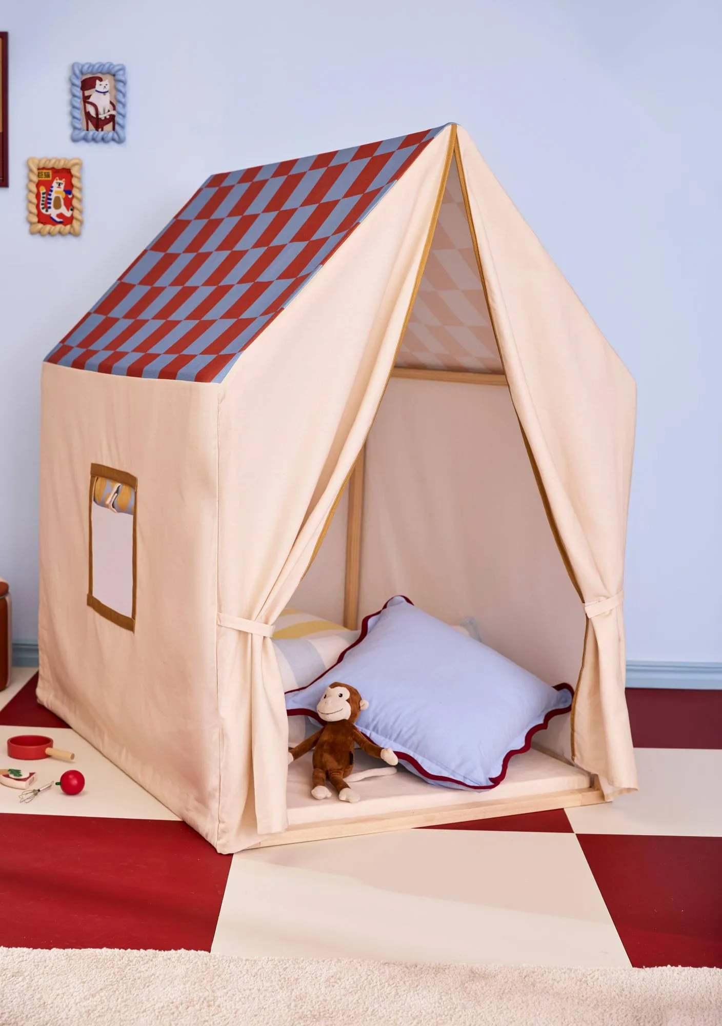 Tienda de campaña de juguete, 110x80x124 cm, Cuadro azul paloma Kid's Concept
