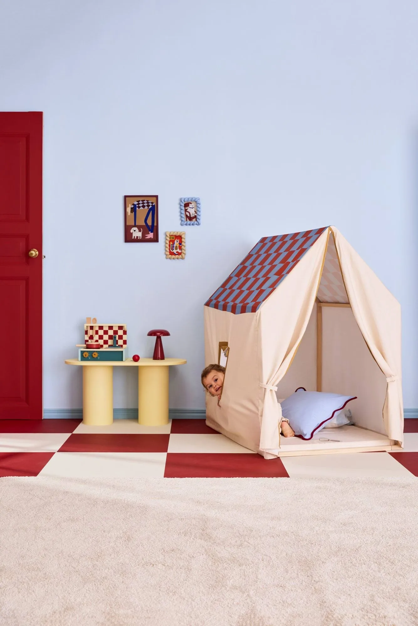 Tienda de campaña de juguete, 110x80x124 cm, Cuadro azul paloma Kid's Concept