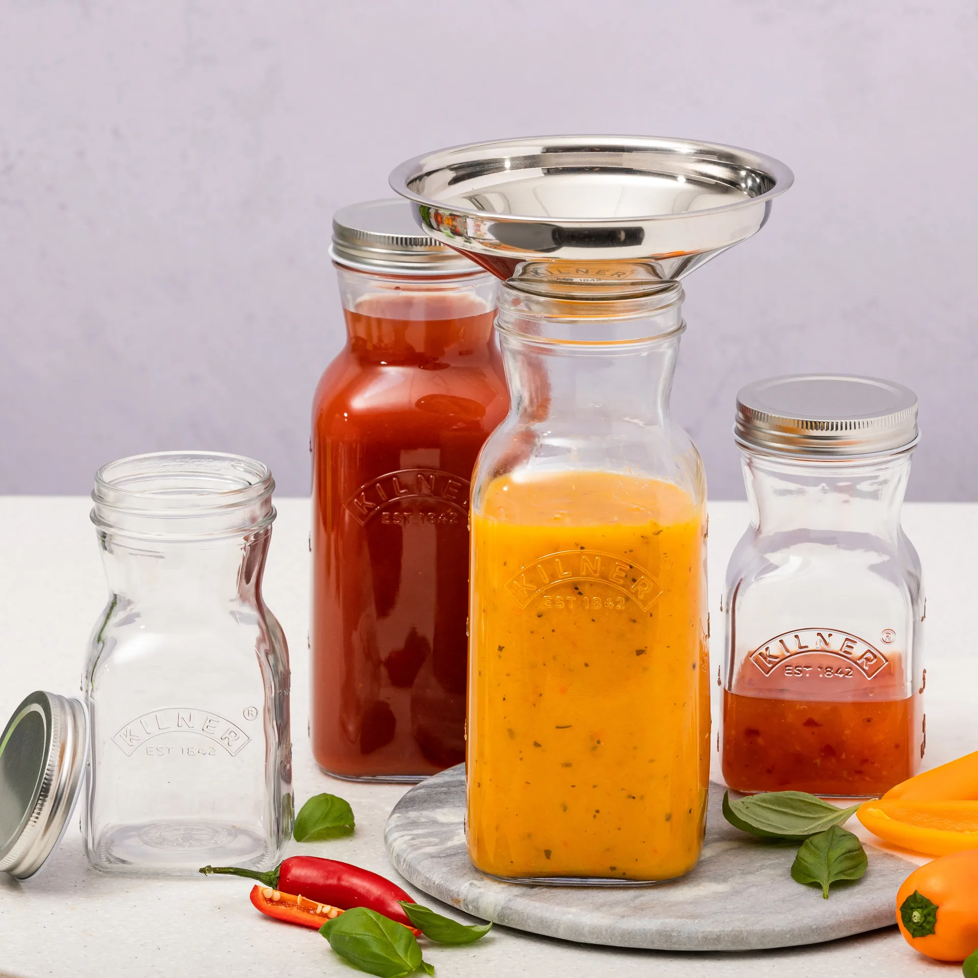 Botella para zumos y salsas Kilner, Transparente-acero inoxidable, 1 L Kilner