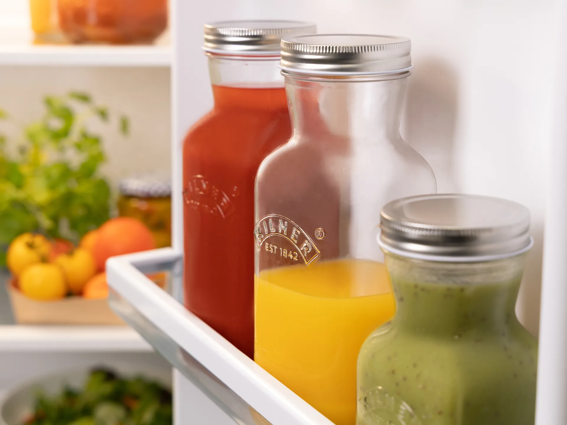 Botella para zumos y salsas Kilner, Transparente-acero inoxidable, 1 L Kilner