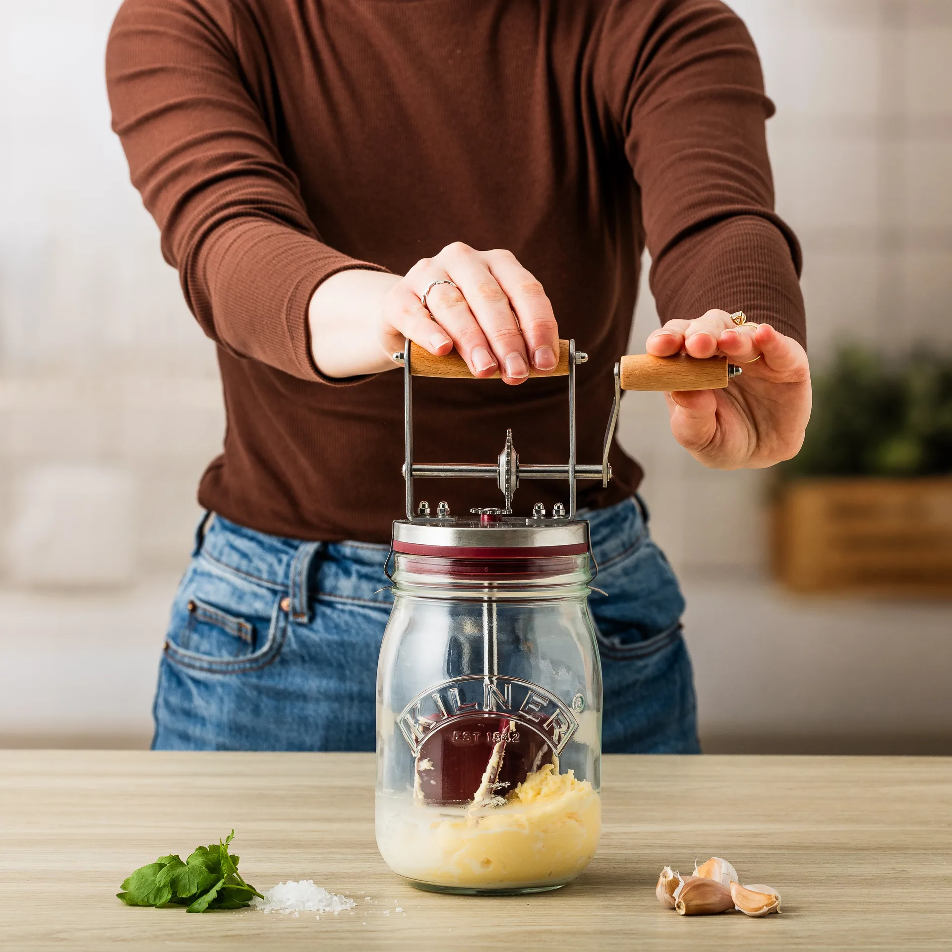 Mantequera manual Kilner, Transparente-rojo, 1 L Kilner