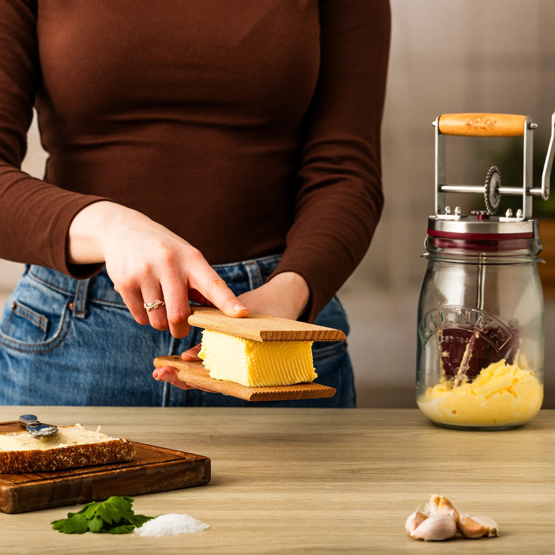 Paleta para mantequilla Kilner, Madera clara, 2-pack Kilner