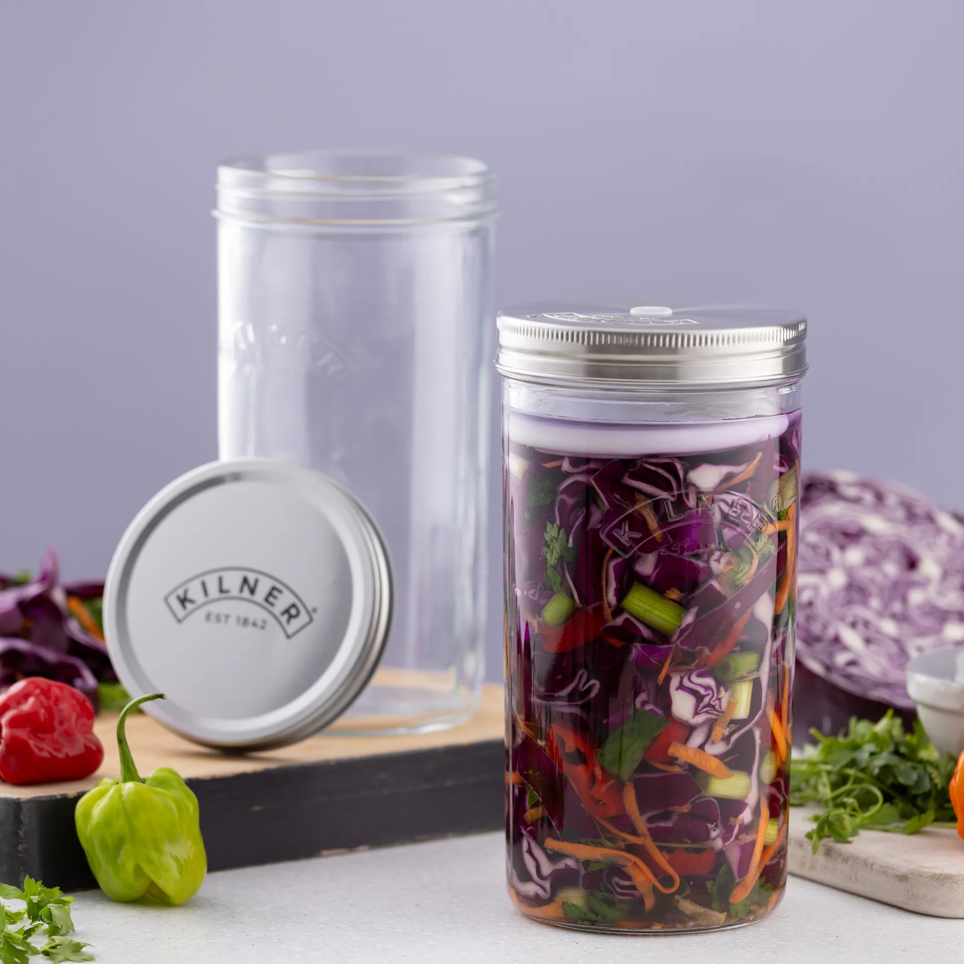 Set de fermentación Kilner, Transparente-acero inoxidable, 1 L Kilner