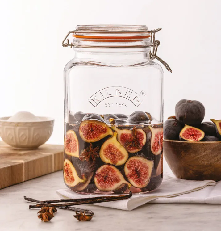 Tarro cuadrado con cierre de clip Kilner, Transparente-acero inoxidable, 3 L Kilner