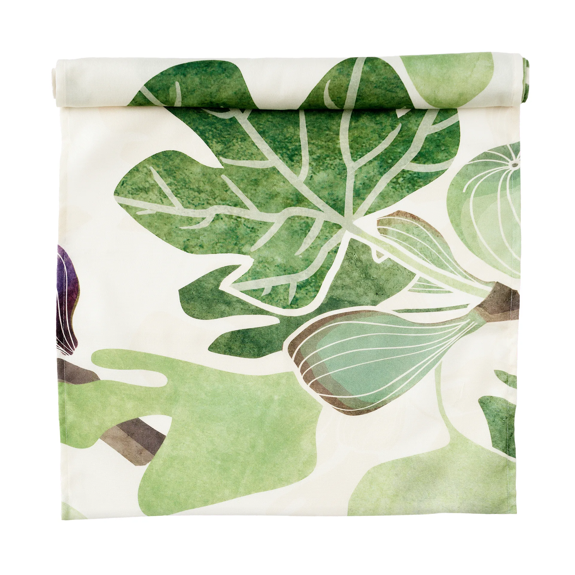 Camino de mesa Figs, verde-blanco Klippan Yllefabrik