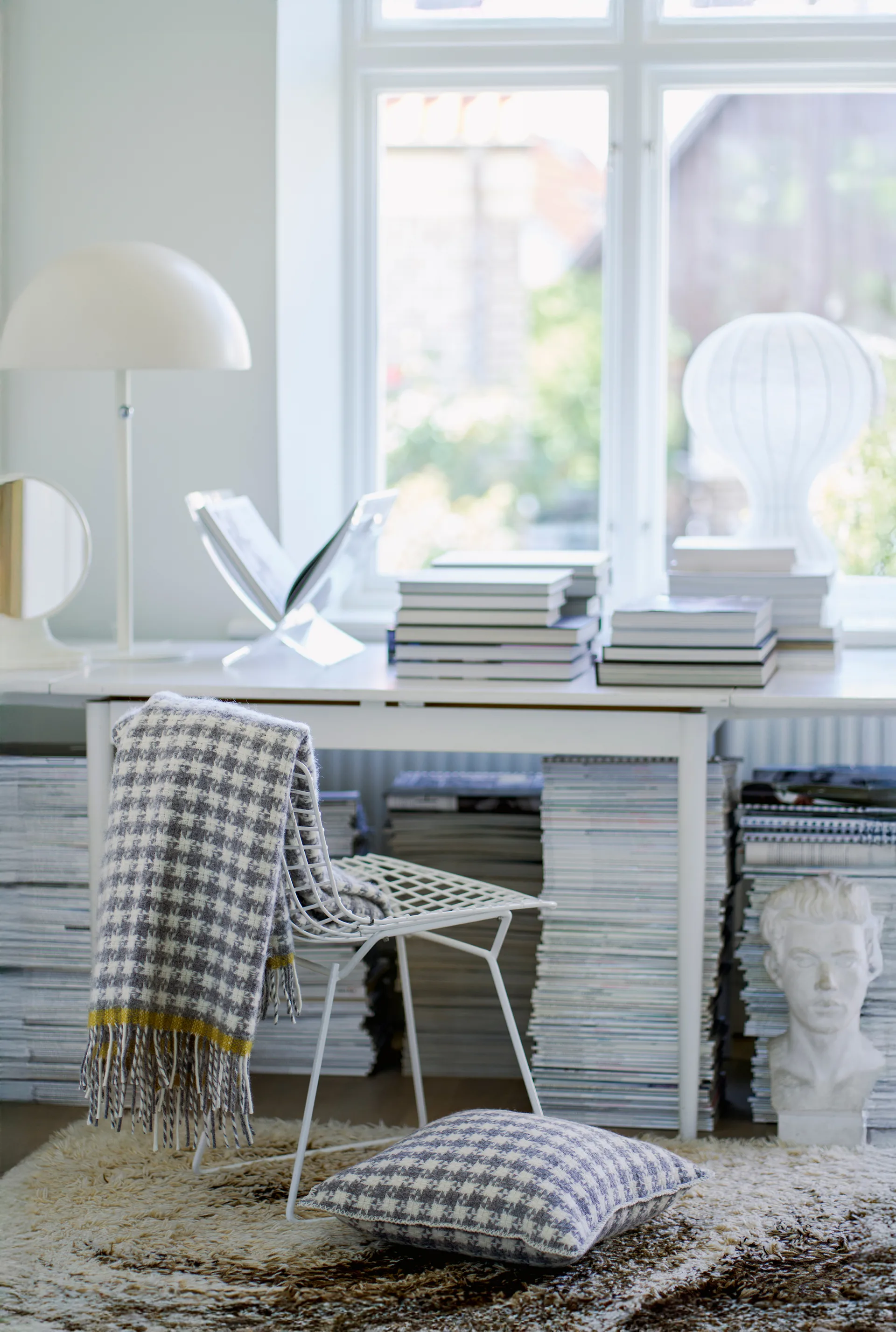 Manta de lana Dogtooth 130x200 cm, Grey-yellow Klippan Yllefabrik