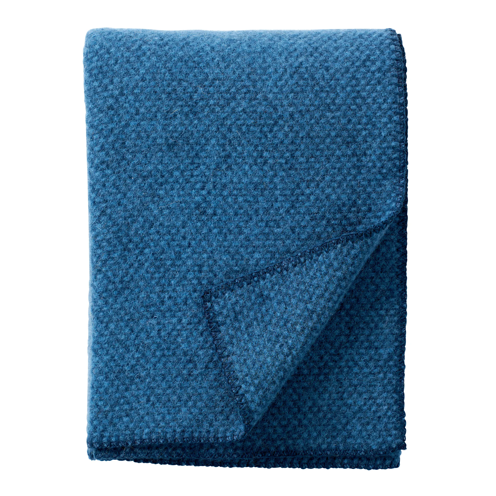 Manta de lana Domino, sea blue Klippan Yllefabrik