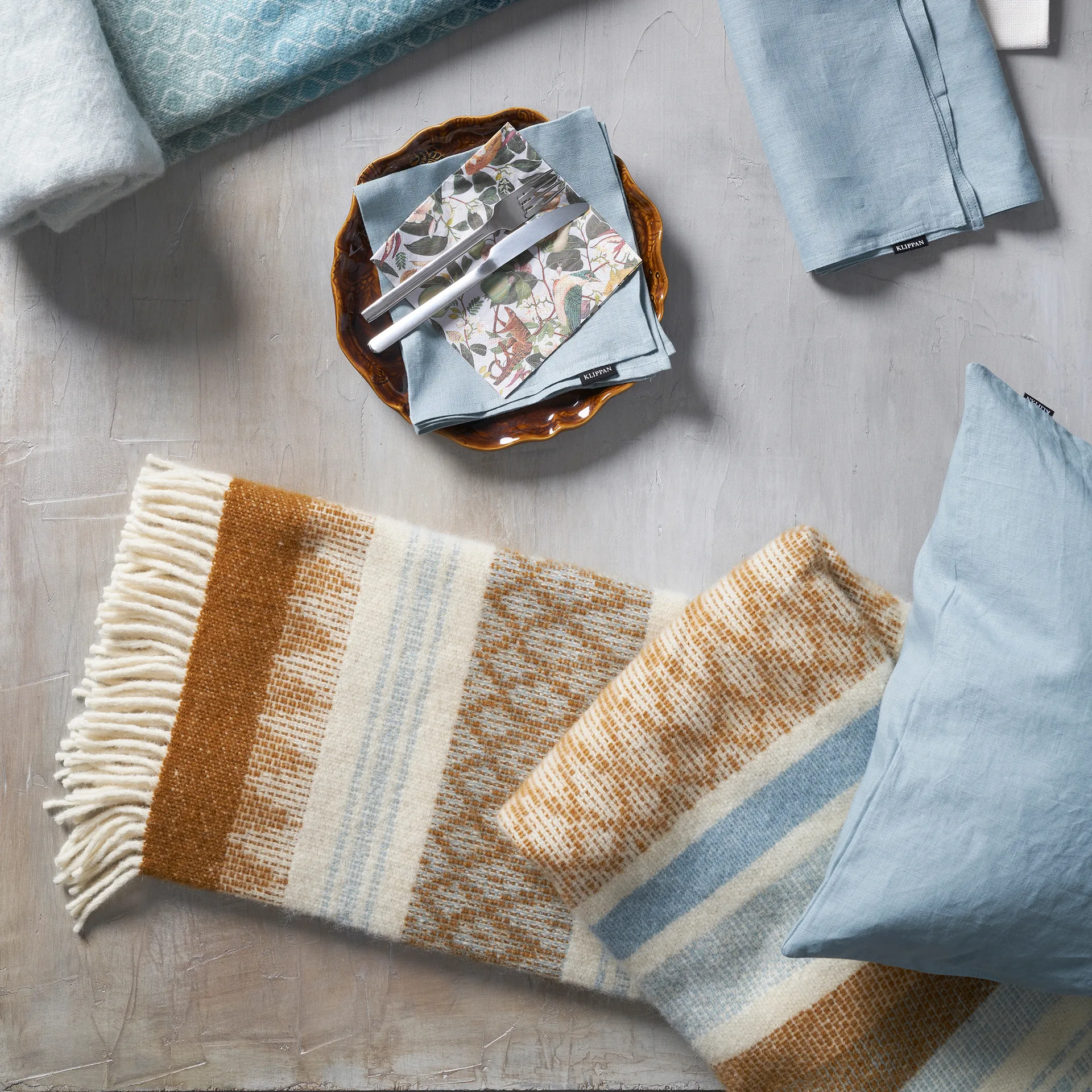 Manta de lana Freja, Amber Klippan Yllefabrik