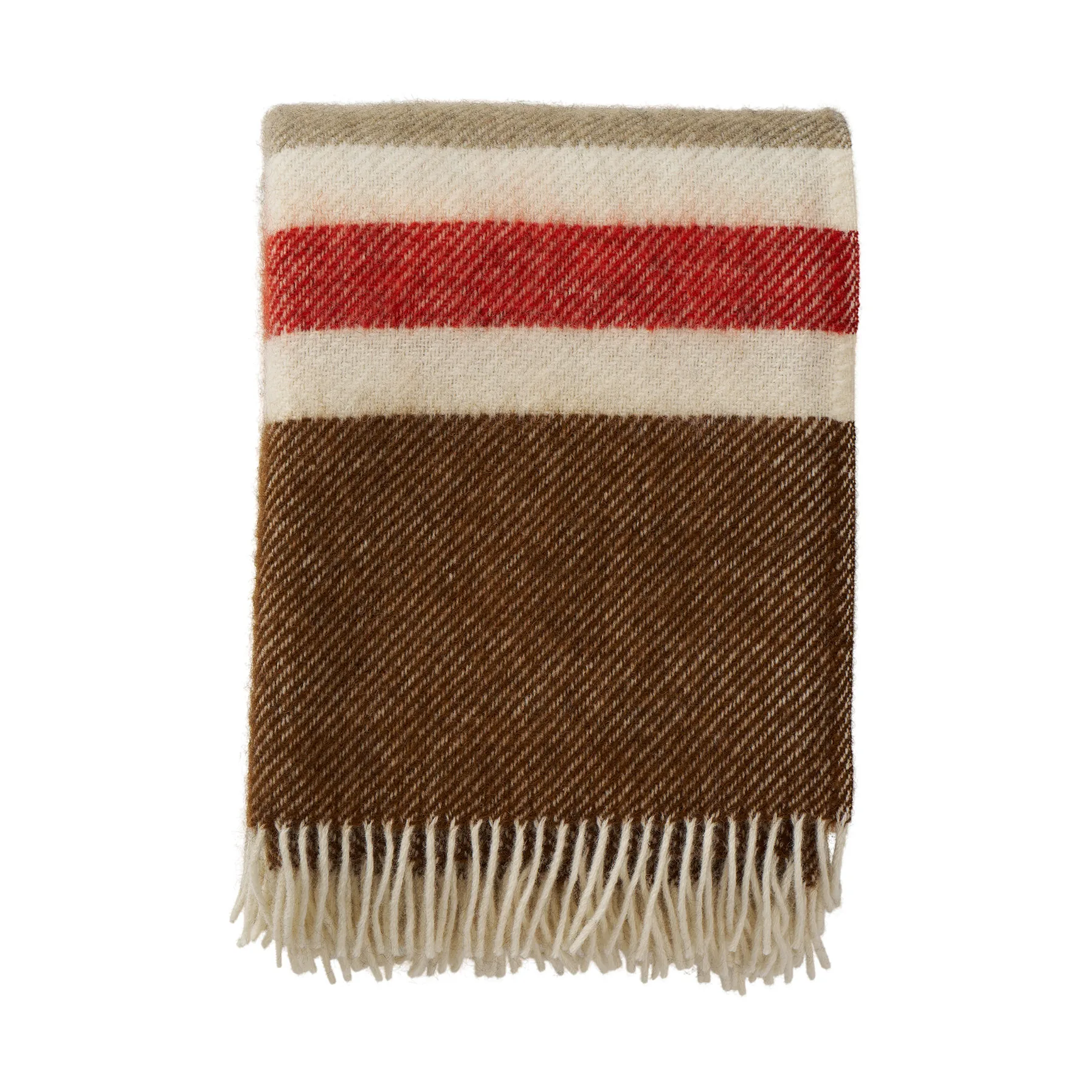 Manta de lana Gotland Stripe 130x200 cm, Brown-beige-red Klippan Yllefabrik