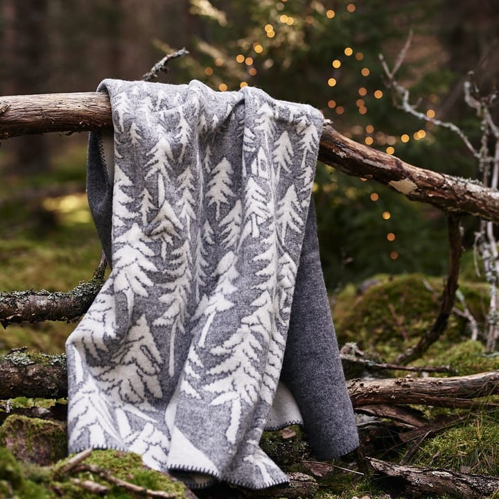 Manta de lana House in the Forest, gris Klippan Yllefabrik
