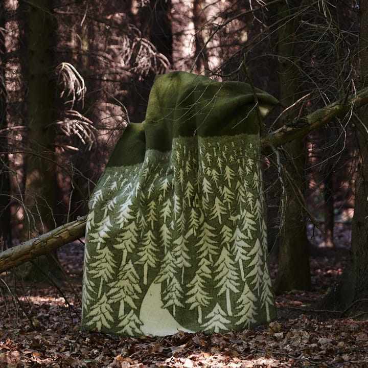 Manta de lana House in the Forest, verde Klippan Yllefabrik
