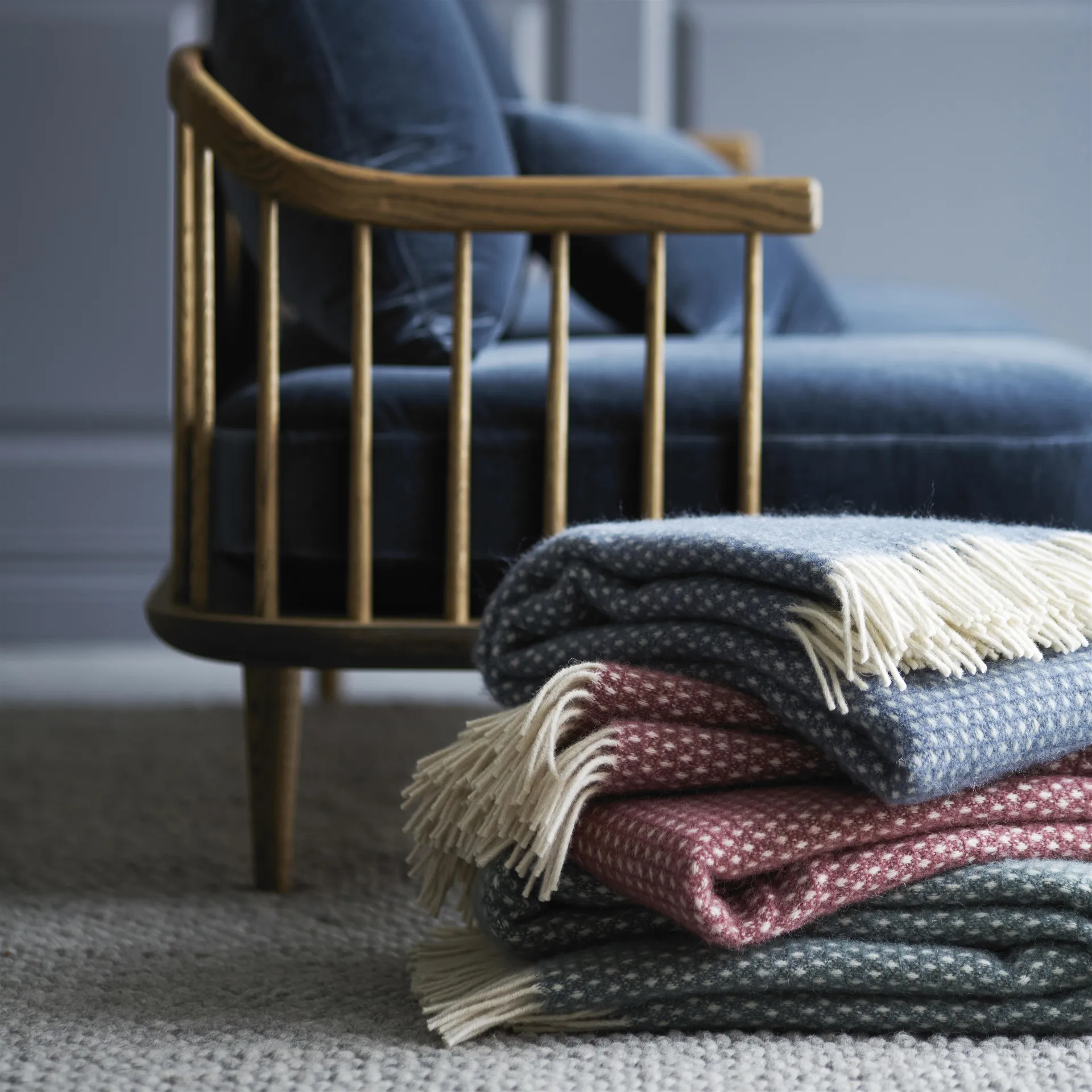 Manta de lana Knut, azul Klippan Yllefabrik