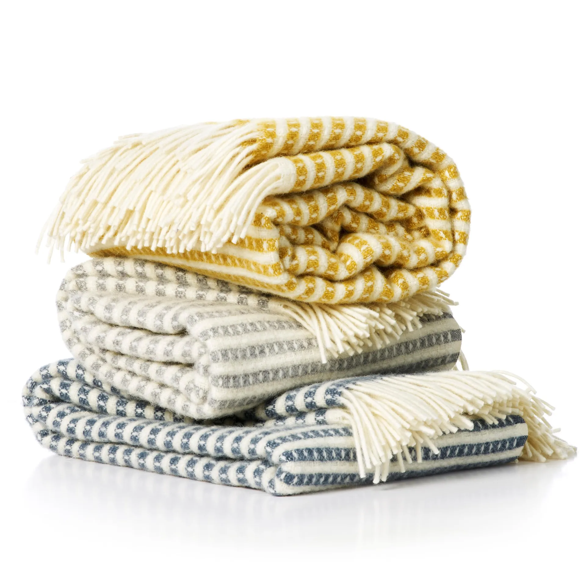 Manta de lana Olle, Saffran (amarillo) Klippan Yllefabrik