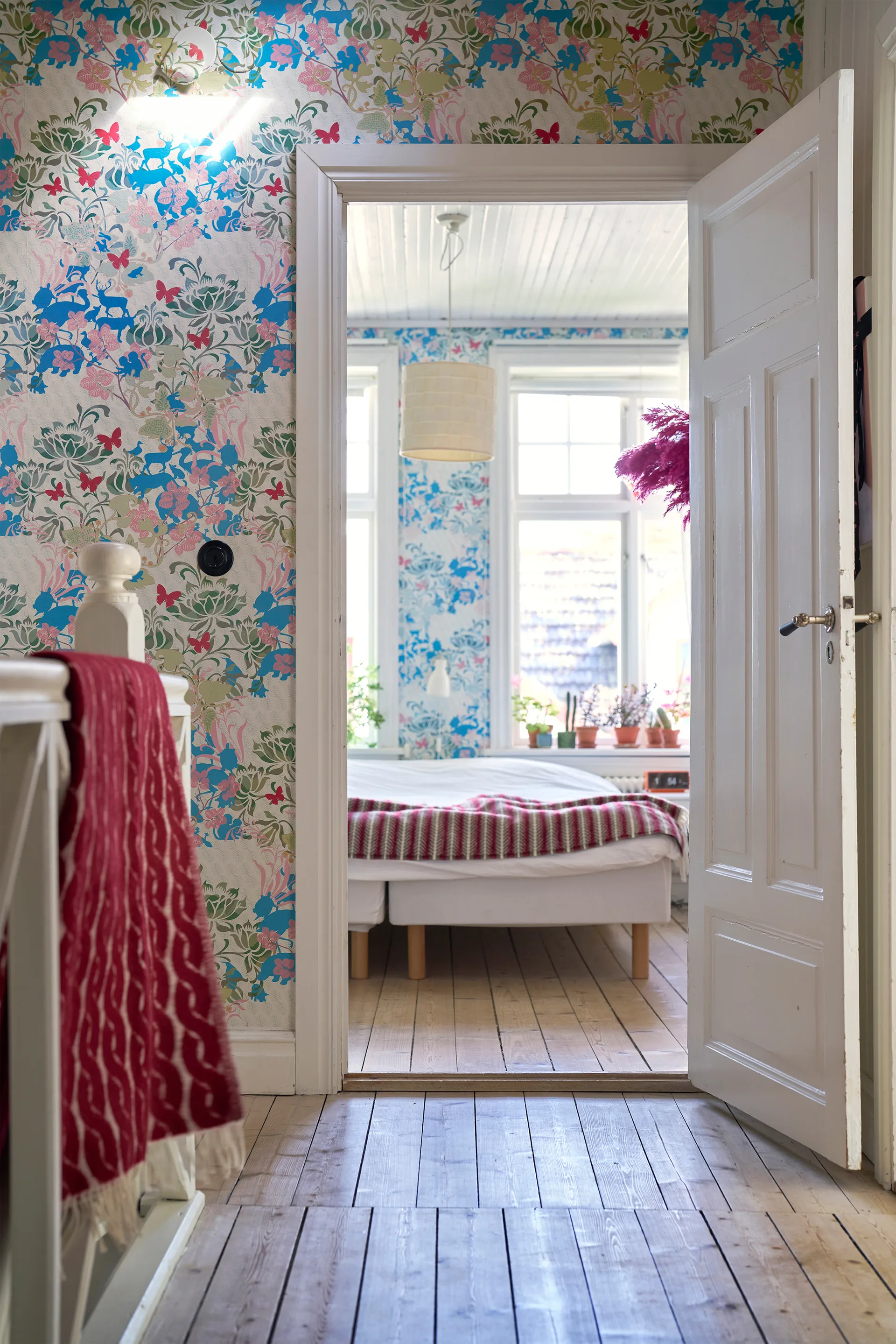 Manta de lana Oscar 130x200 cm, Multi burgundy Klippan Yllefabrik