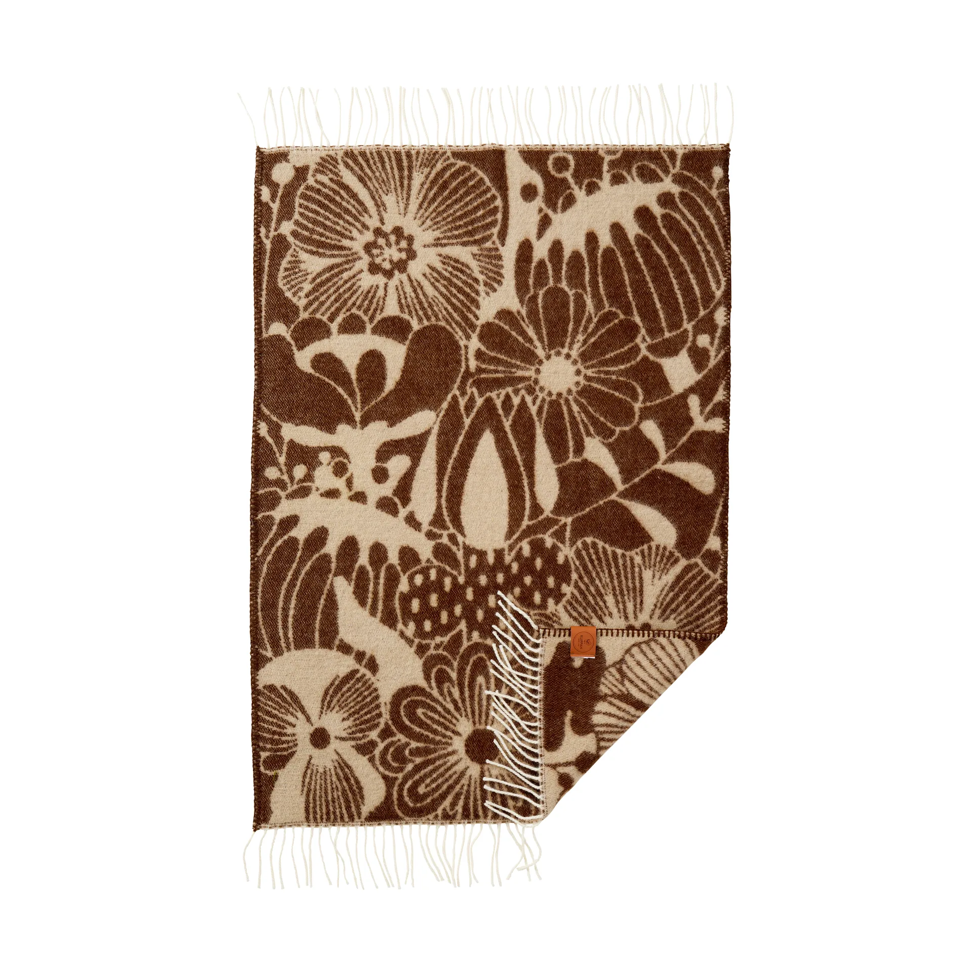 Manta infantil Blomranka, Brown-beige, 65x110 cm Klippan Yllefabrik