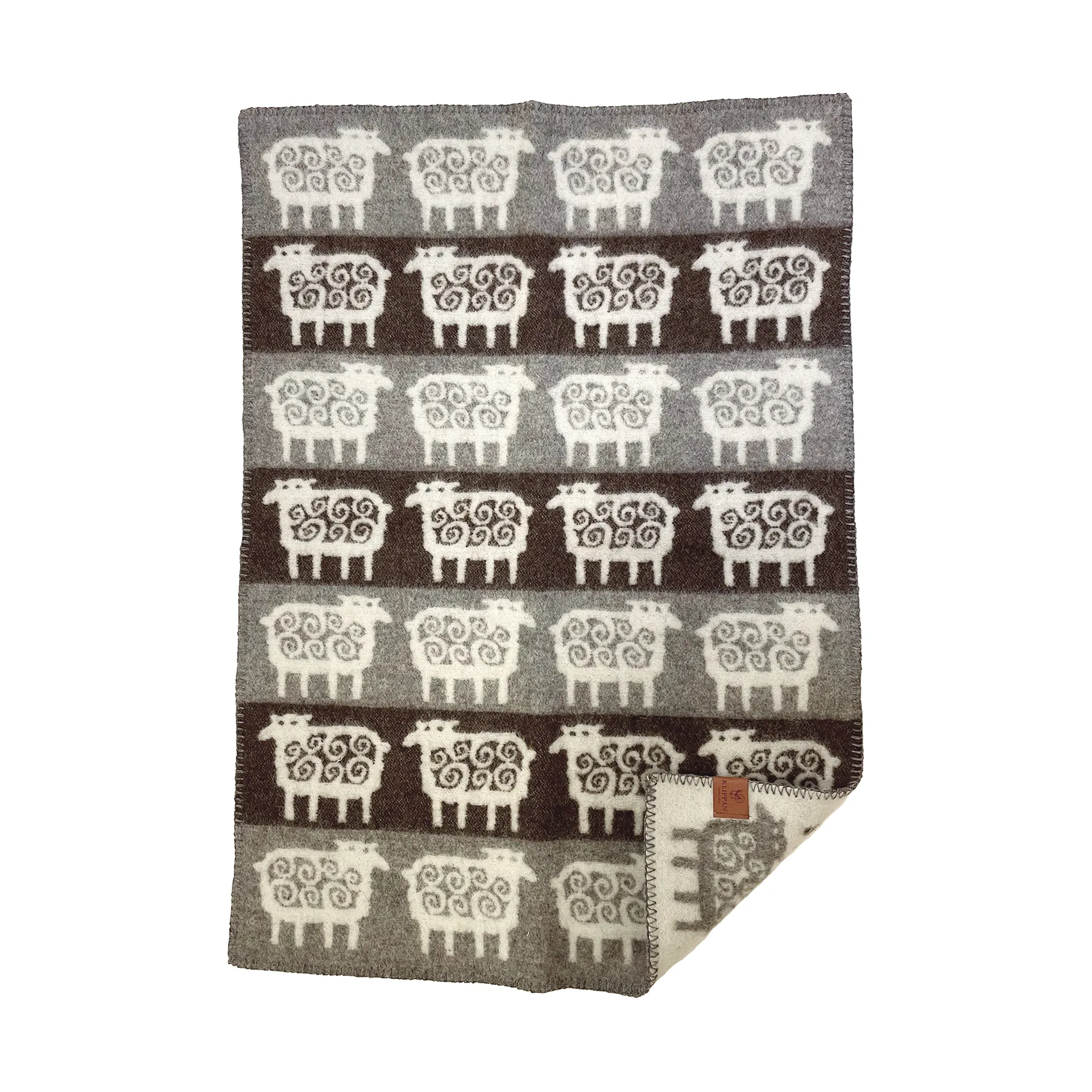 Manta para bebé Sheep stripe 65x90 cm, Marrón-gris Klippan Yllefabrik