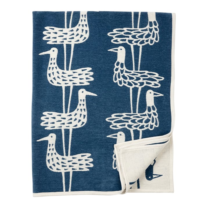 Plaid chenilla Shore Birds - azul - Klippan Yllefabrik