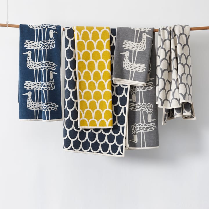 Plaid chenilla Shore Birds, azul Klippan Yllefabrik
