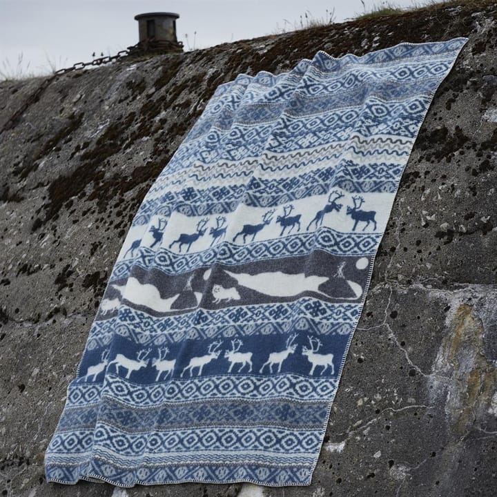Plaid de lana Sarek, gris-azul Klippan Yllefabrik