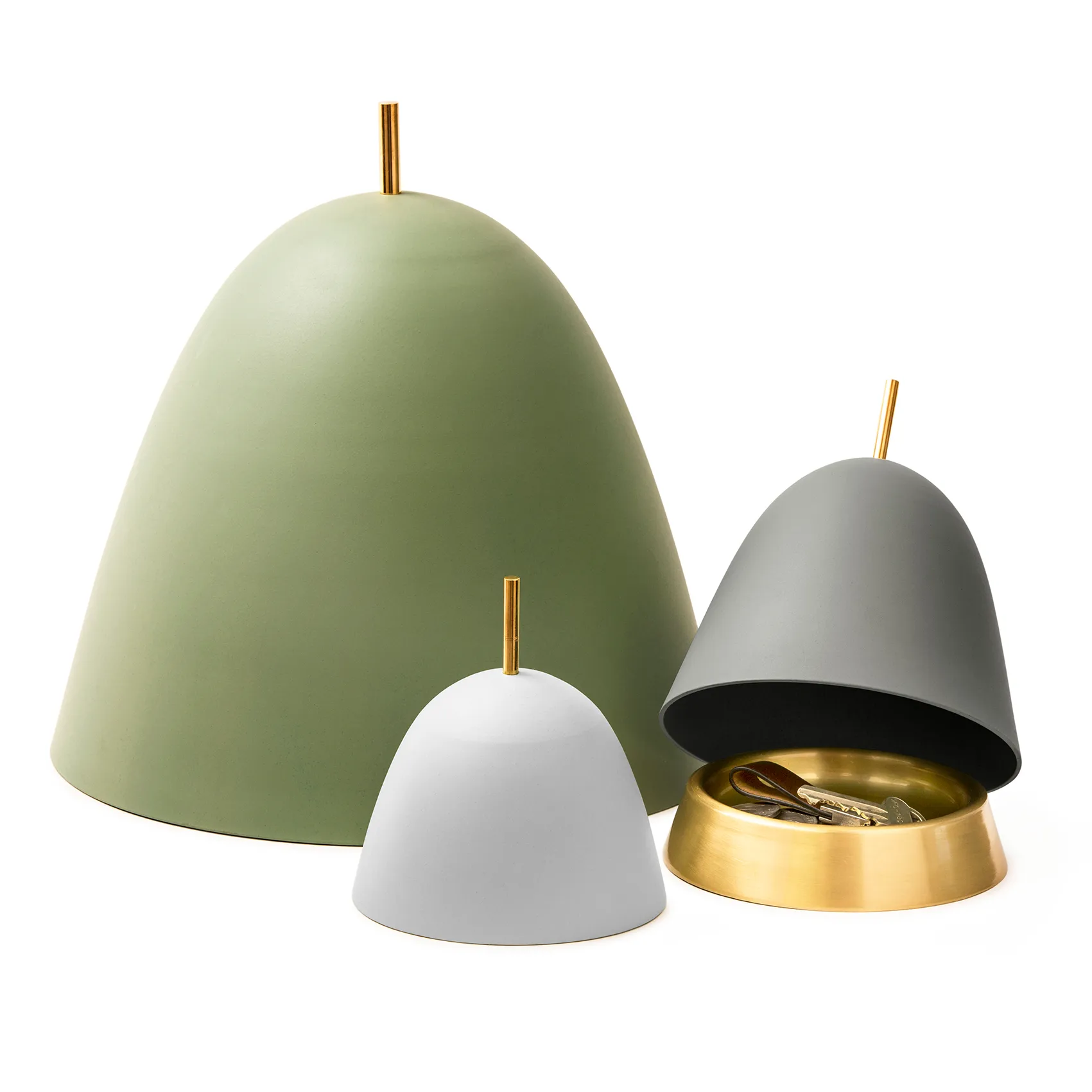 Cajita almacenaje Gömma mediana 16,5 cm, gris-latón KLONG