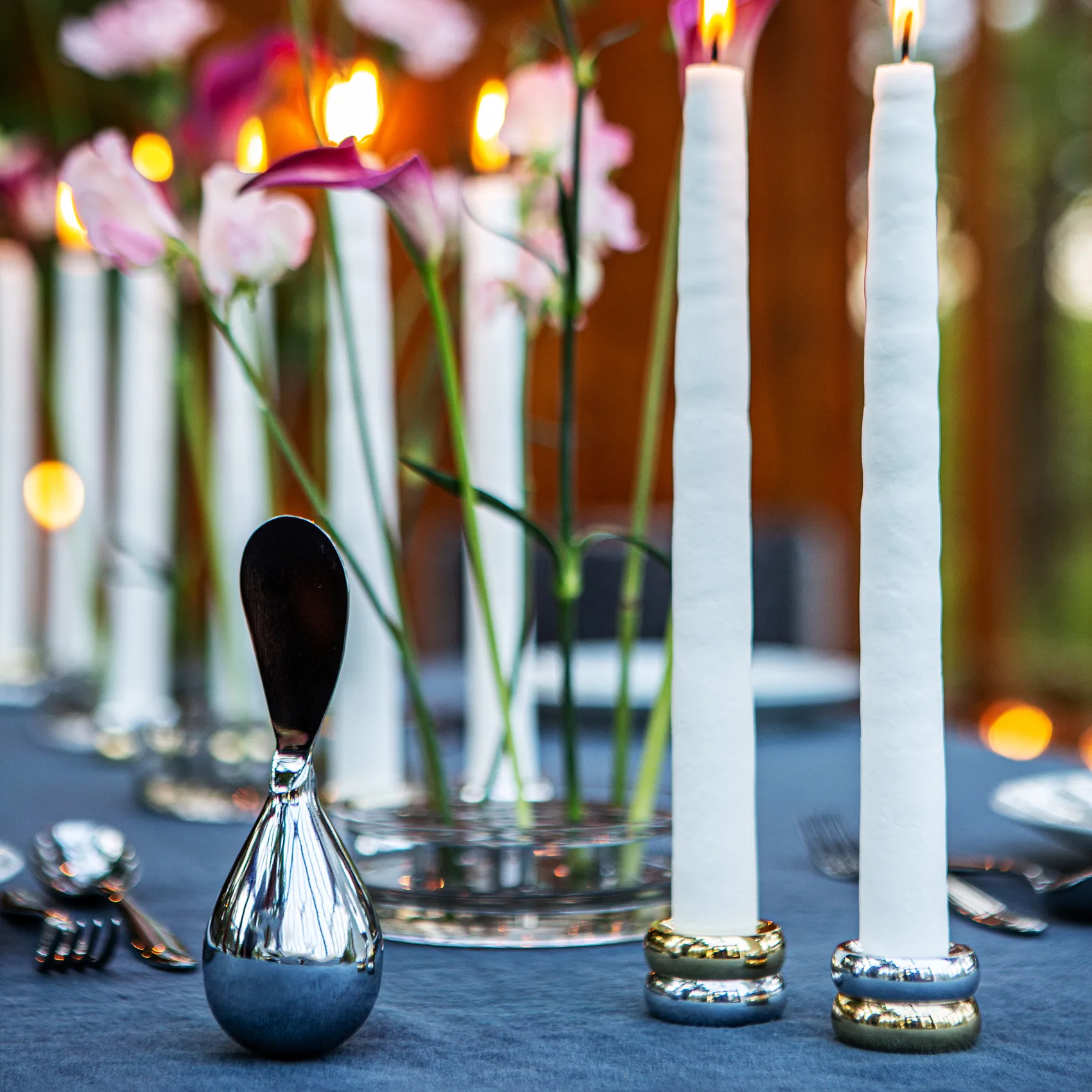 Candelabro Marriage Duo 2 piezas, latón-plata KLONG