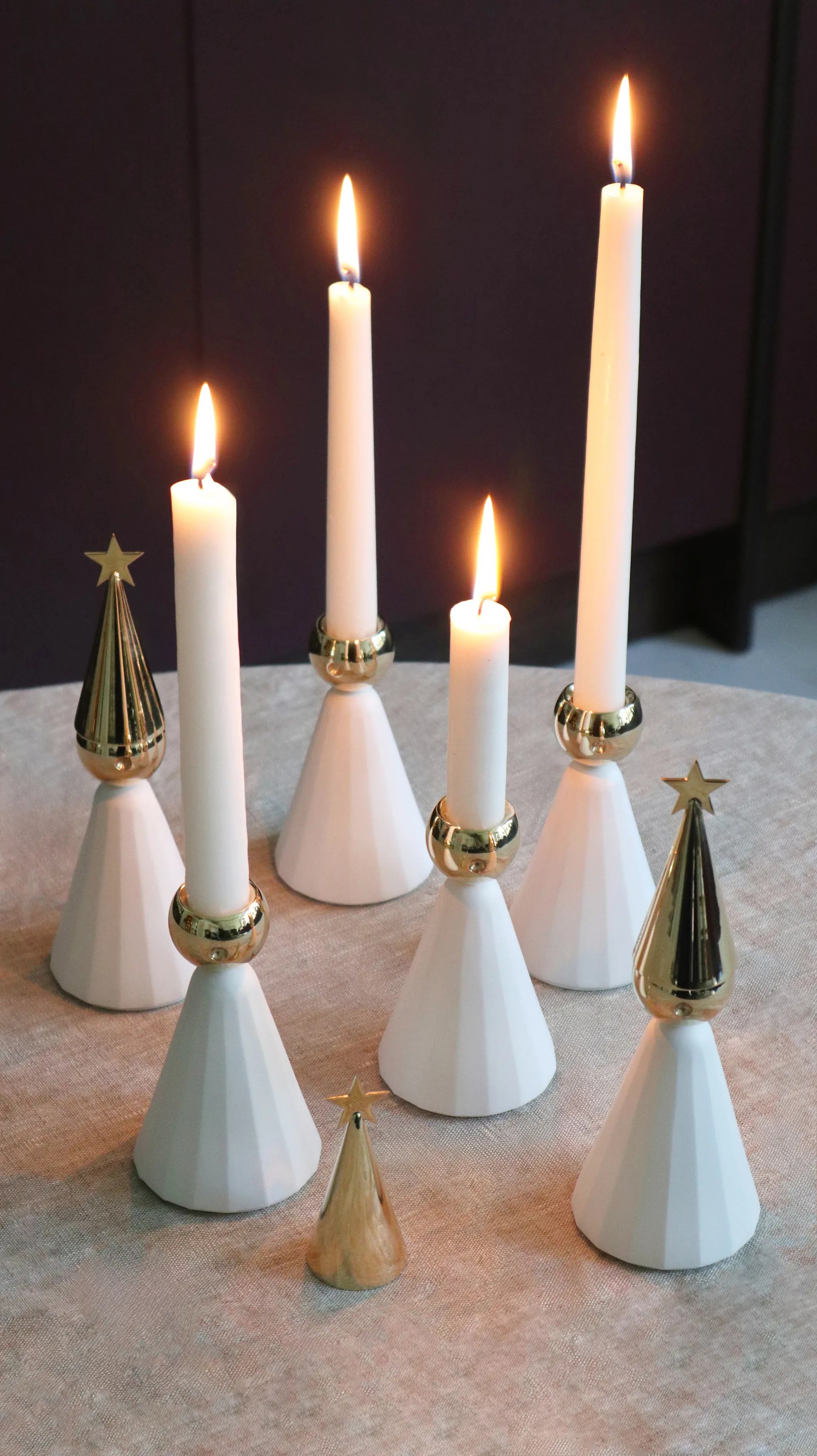 Candelabro Soprano, Blanco-latón KLONG