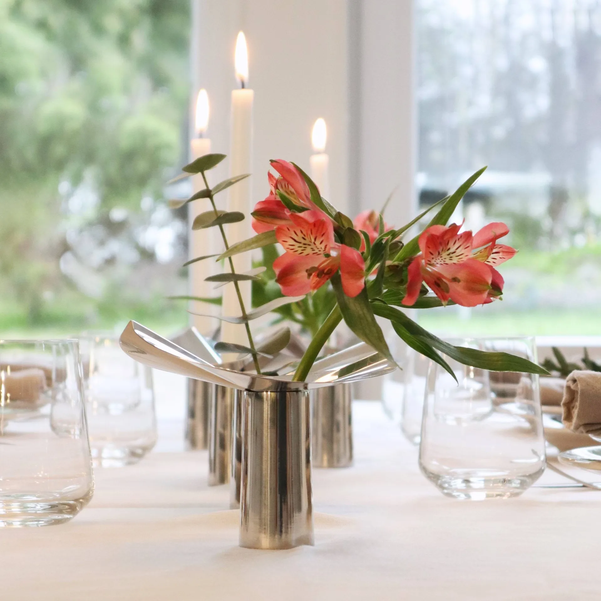 Jarrón portavelas Löv, Acero inoxidable. 10 cm KLONG