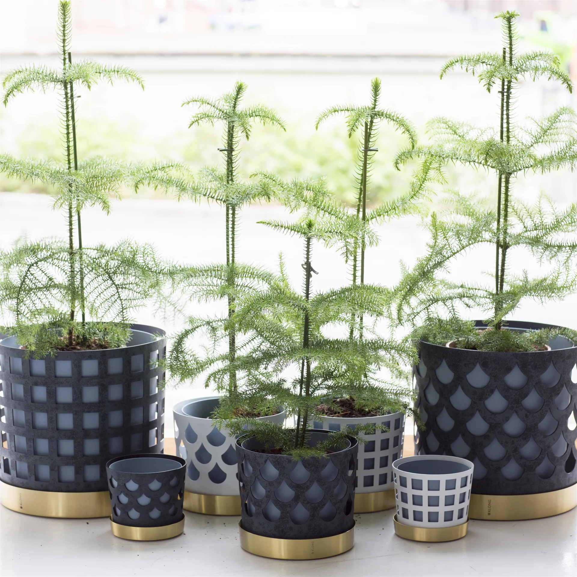 Maceta cuadrada Trio, mediana, blanco KLONG