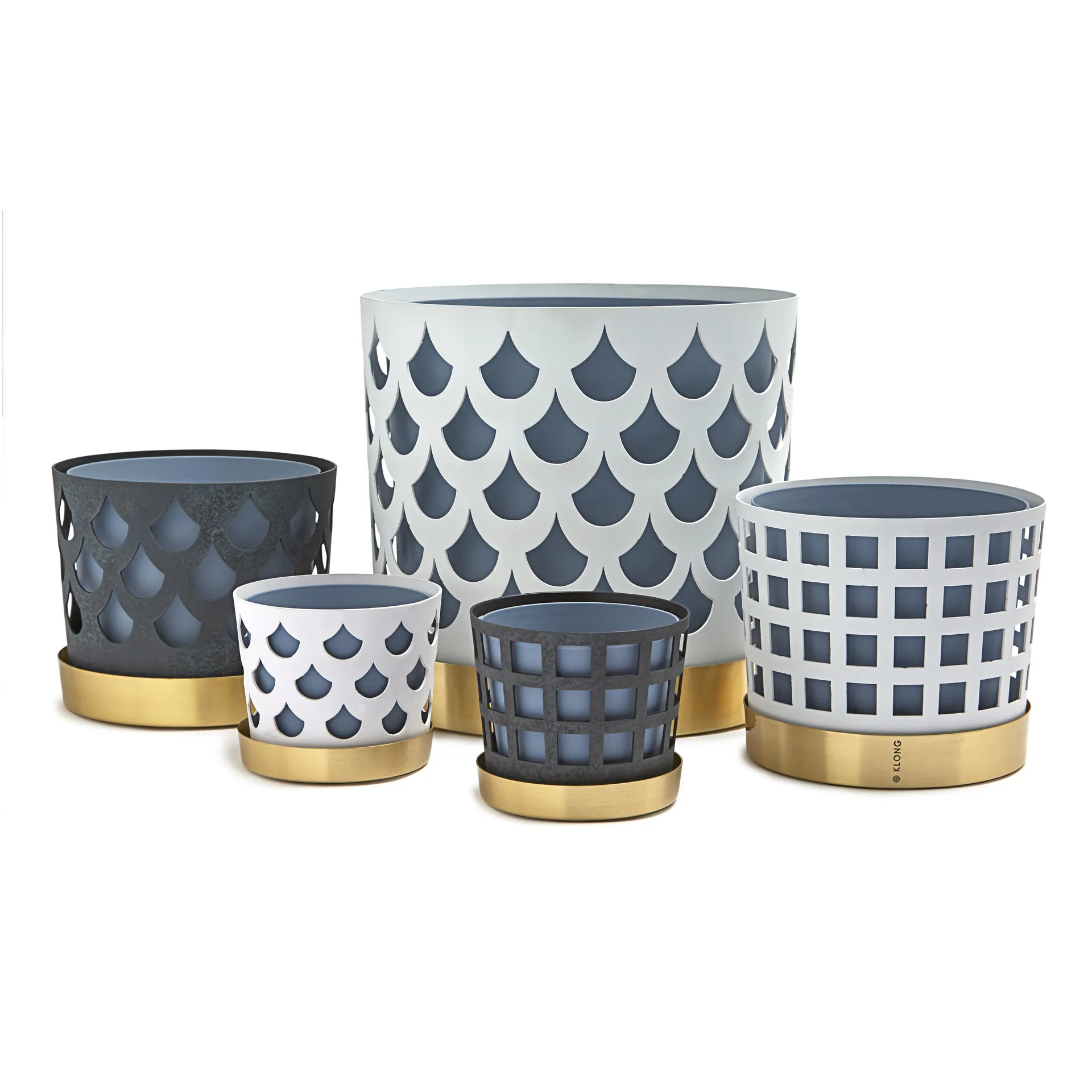 Maceta cuadrada Trio, mediana, blanco KLONG